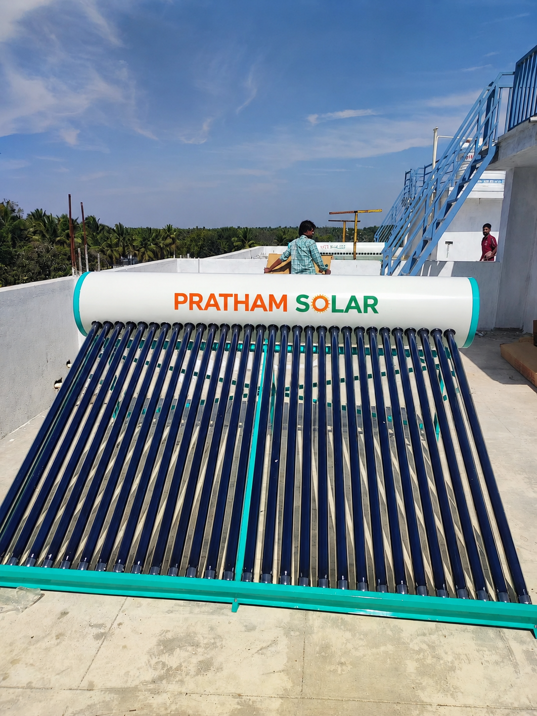 Solar water heater system installed on rooftop